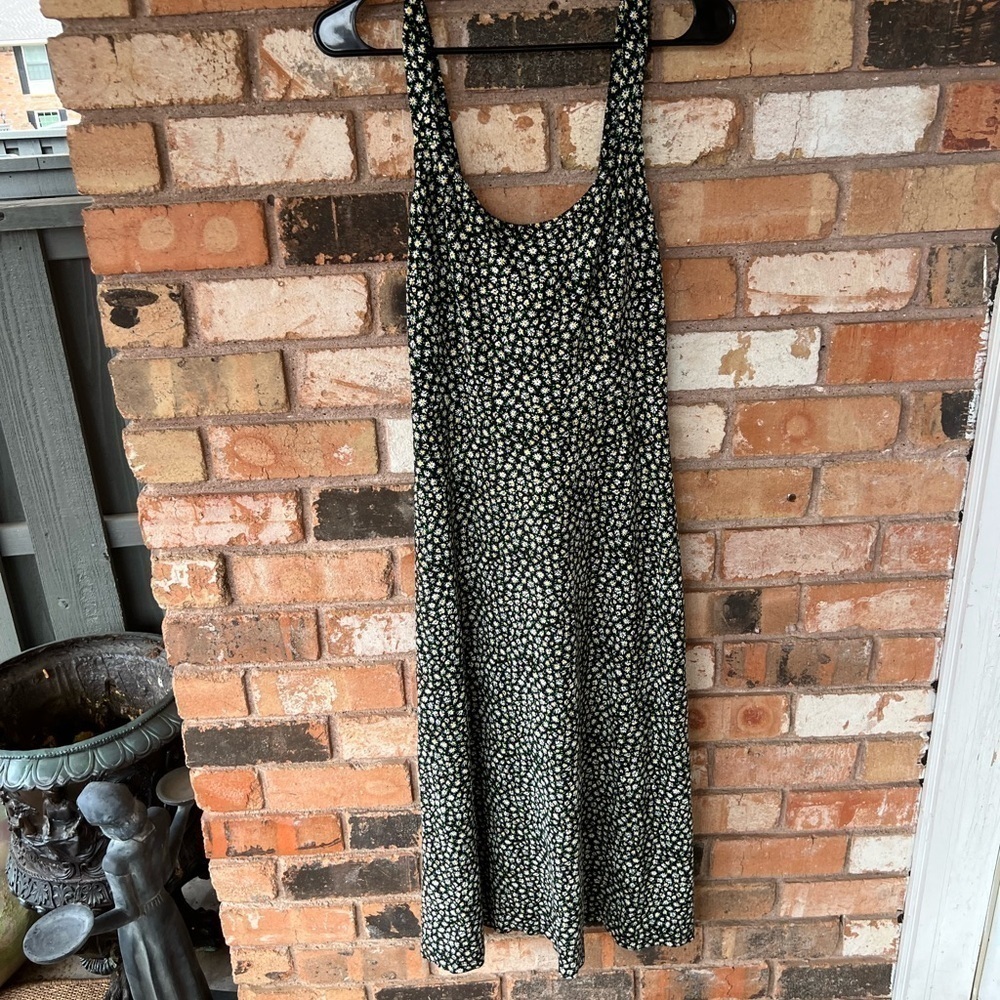 Free People Lorelai Daisy Print Tie Back Midi Dress Black M - Picture 10 of 12